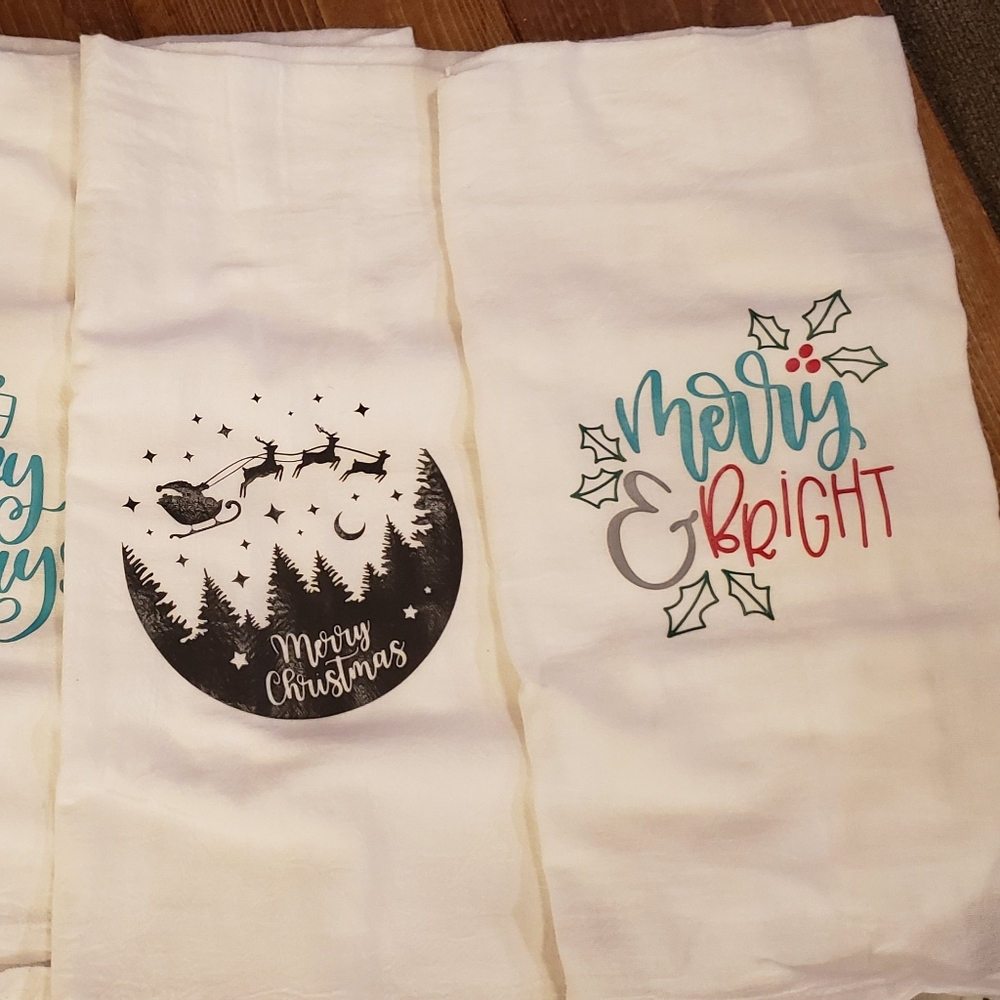Christmas flour sack towels